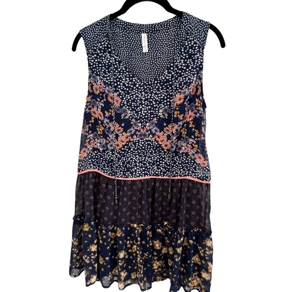 Xhilaration Shear Sleeveless Floral Tiered Dress Size Small